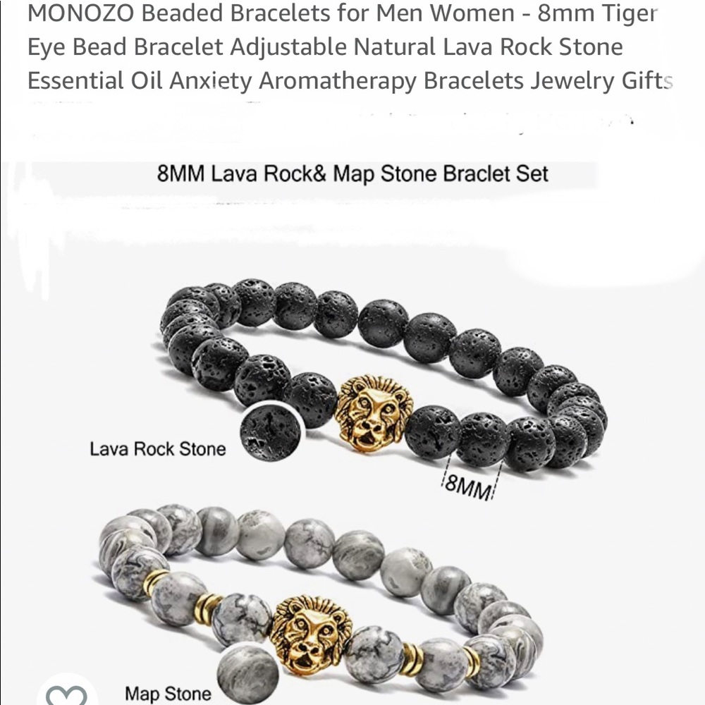 NWT Tigers Eye & Lava Rock Stone Essential Oil Diffusing Bracelets | Meditation